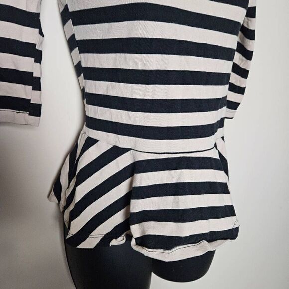 Monteau Striped Peplum Blouse - Picture 3 of 8